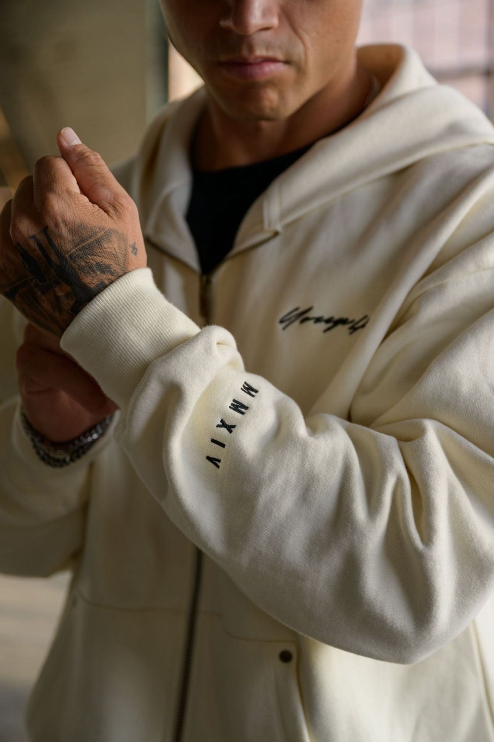 Young LA 546 Rivet Zipup Hoodies Cream | Australia MQJAZ-6870