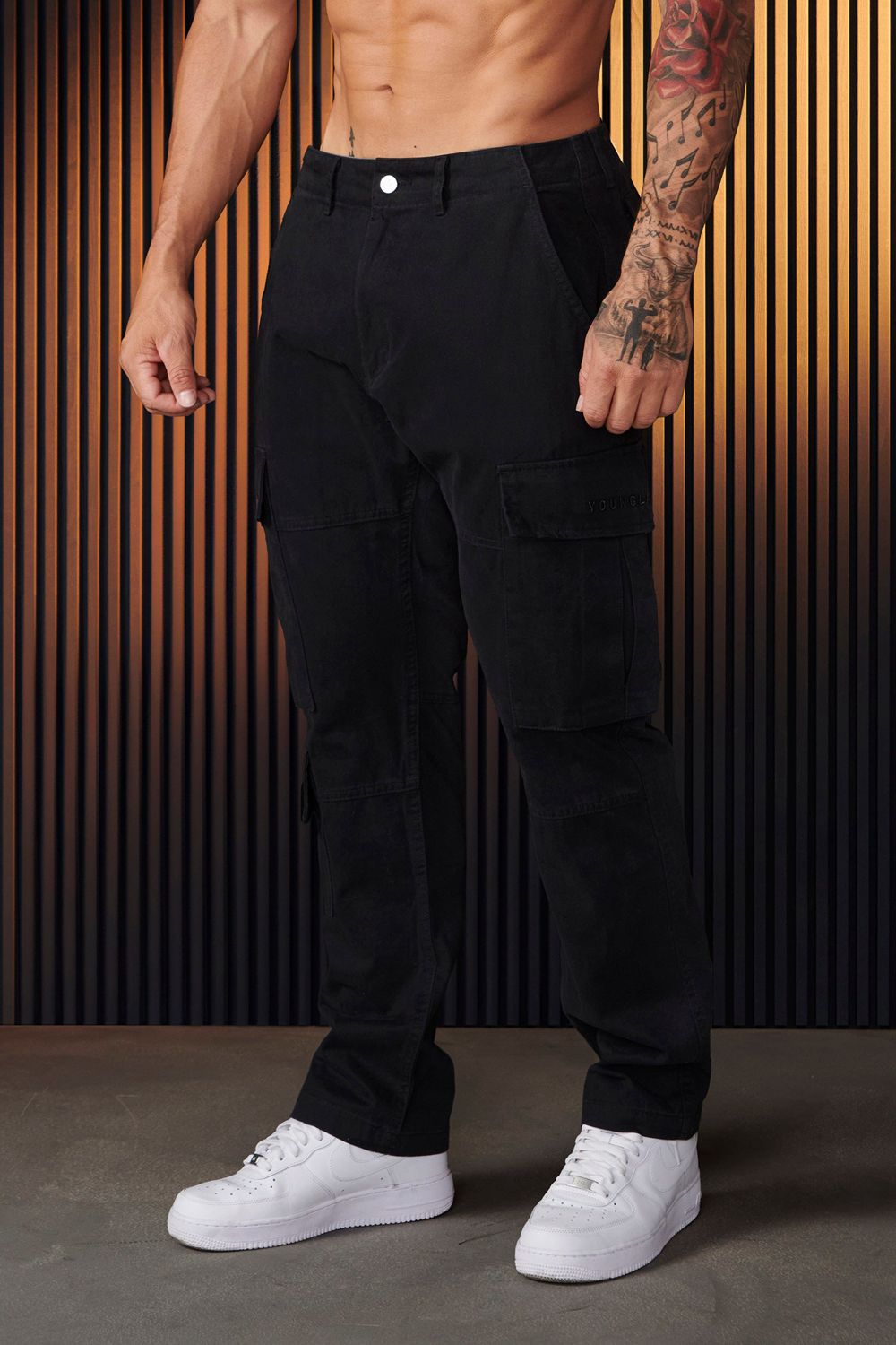 Young LA 616 - Suburban Twill Cargos Black | Australia LPNZQ-1935