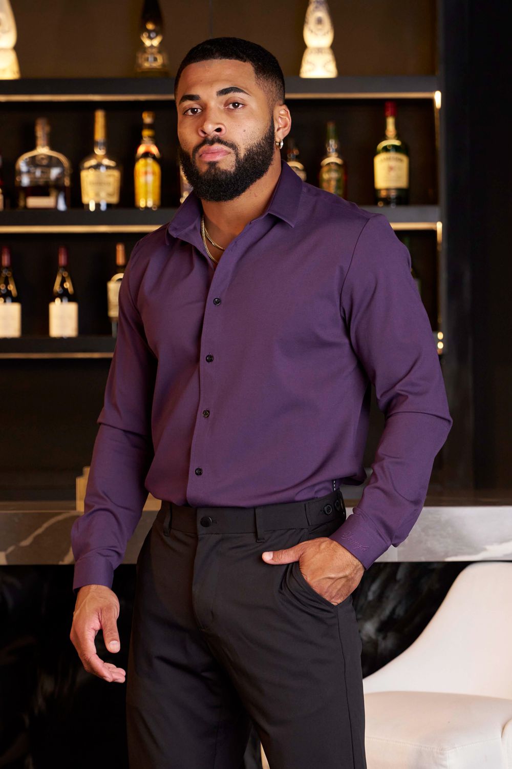 Young LA 803 - Formal Dress Shirts Purple | Australia ZLIAJ-9162