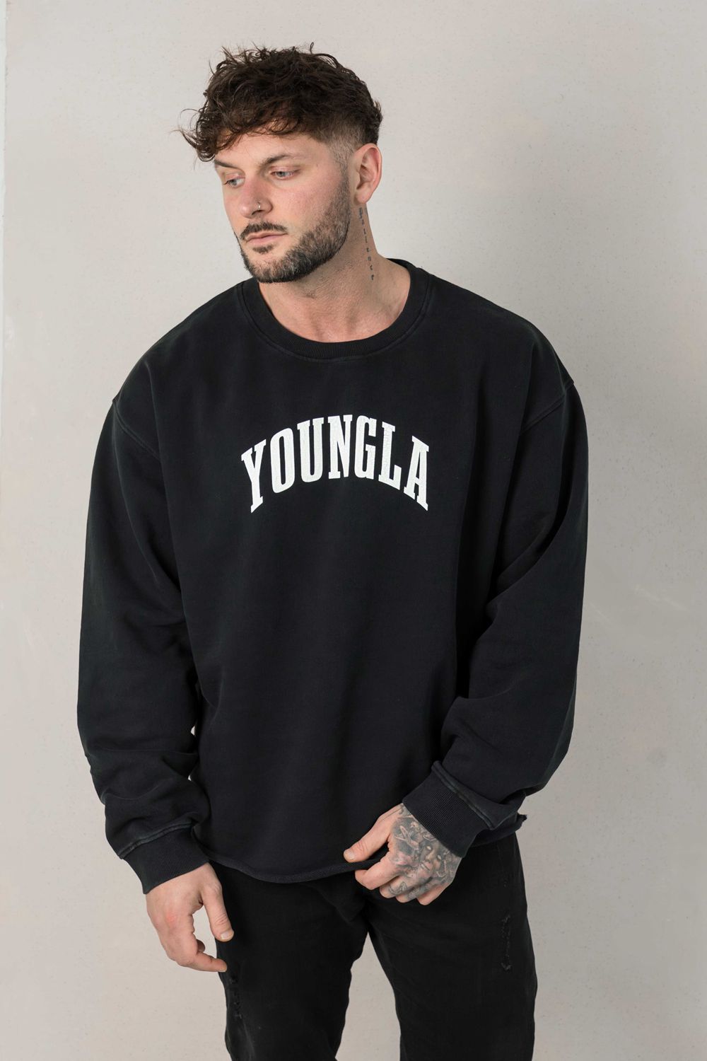 Young LA 826 - Uni Crewneck Black | Australia UROGE-3175