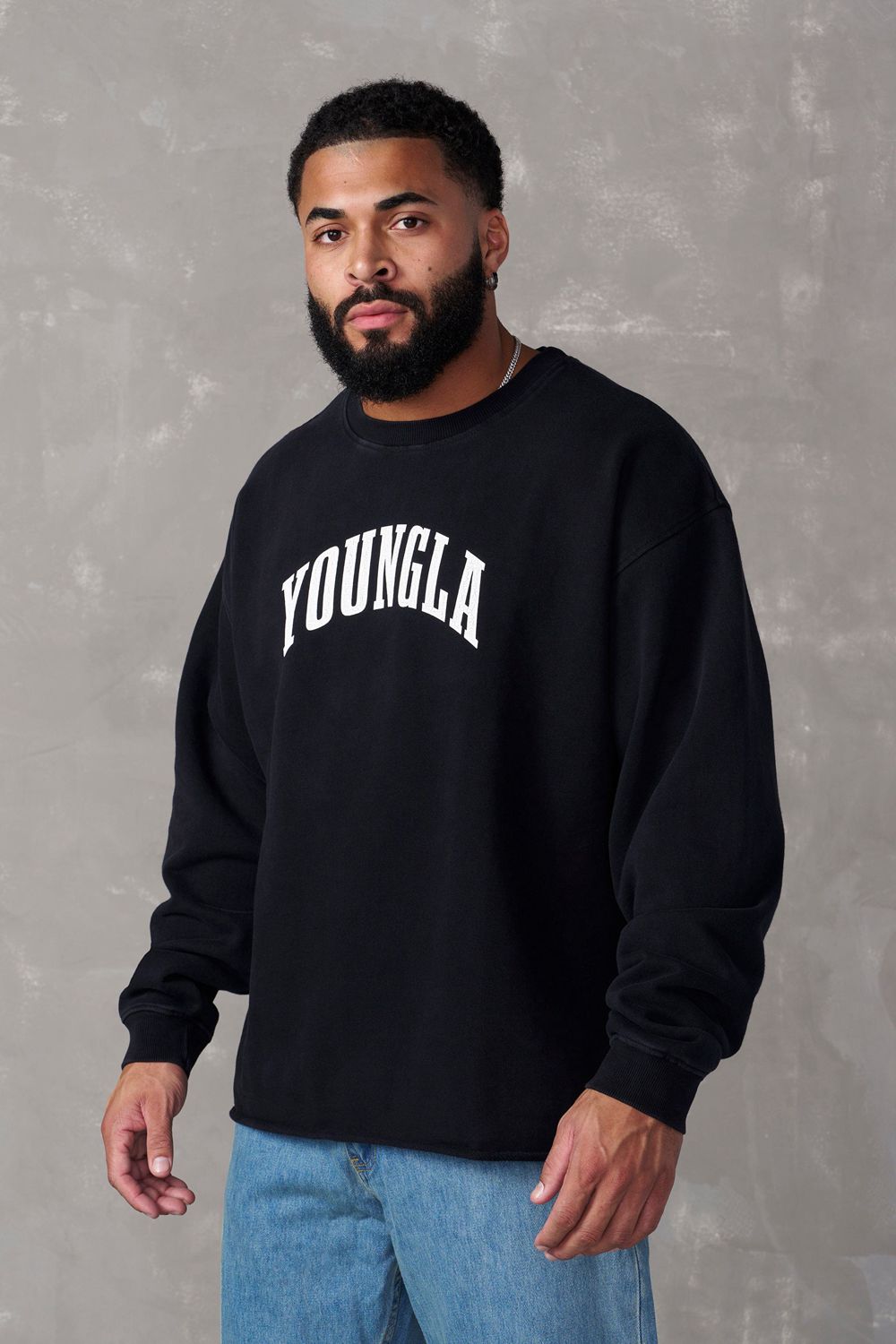 Young LA 826 - Uni Crewneck Black | Australia UROGE-3175