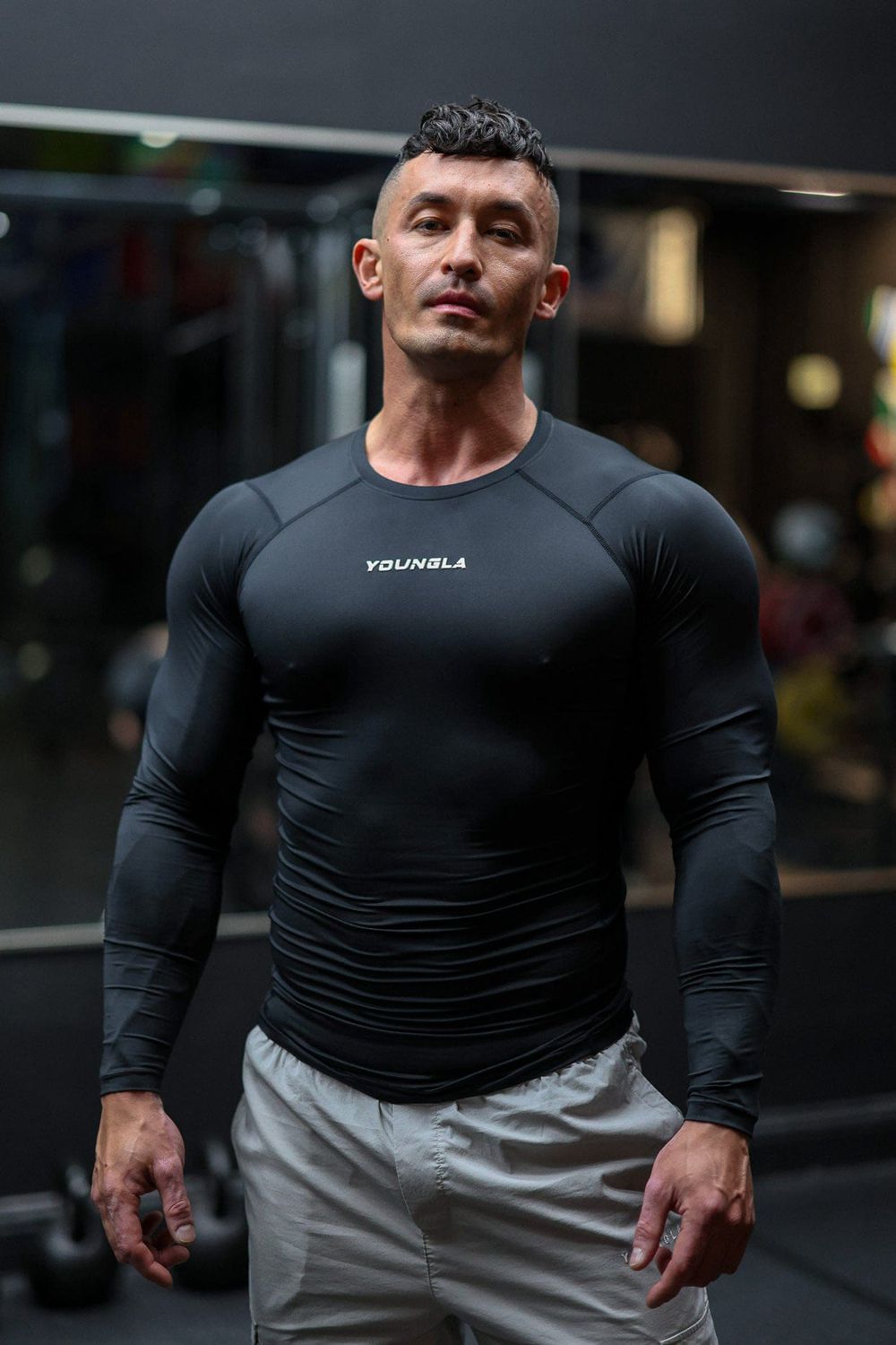 Young LA 830 - Flexfit Compression Longsleeves Black | Australia IWAXK-0623