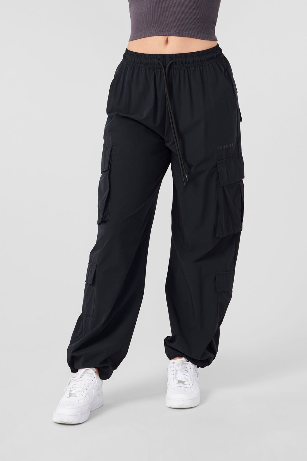 Young LA W219 Travel Cargo Joggers Black | Australia OJSZV-1249