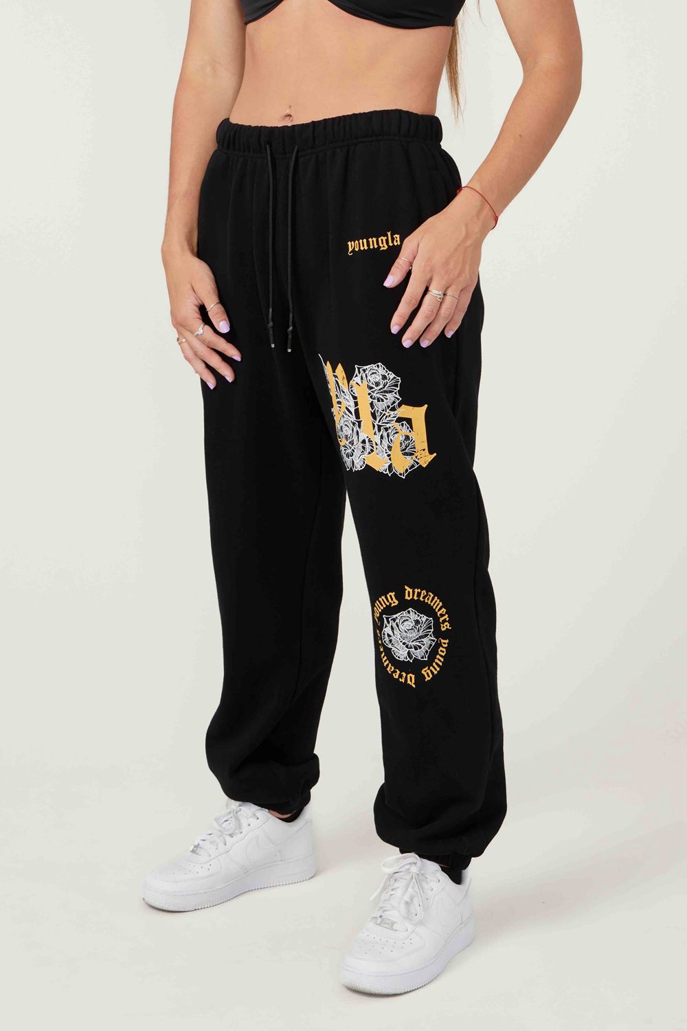 Young LA W224 Rose Joggers Black | Australia GONJM-8937