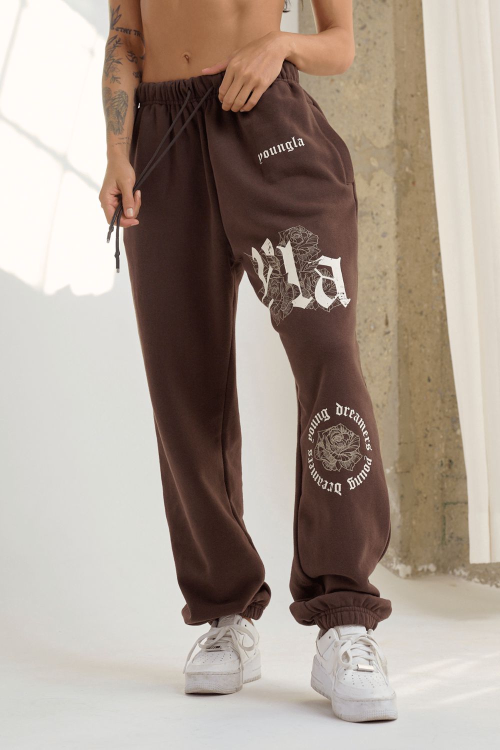 Young LA W224 Rose Joggers Dark Brown | Australia VQNYL-7819