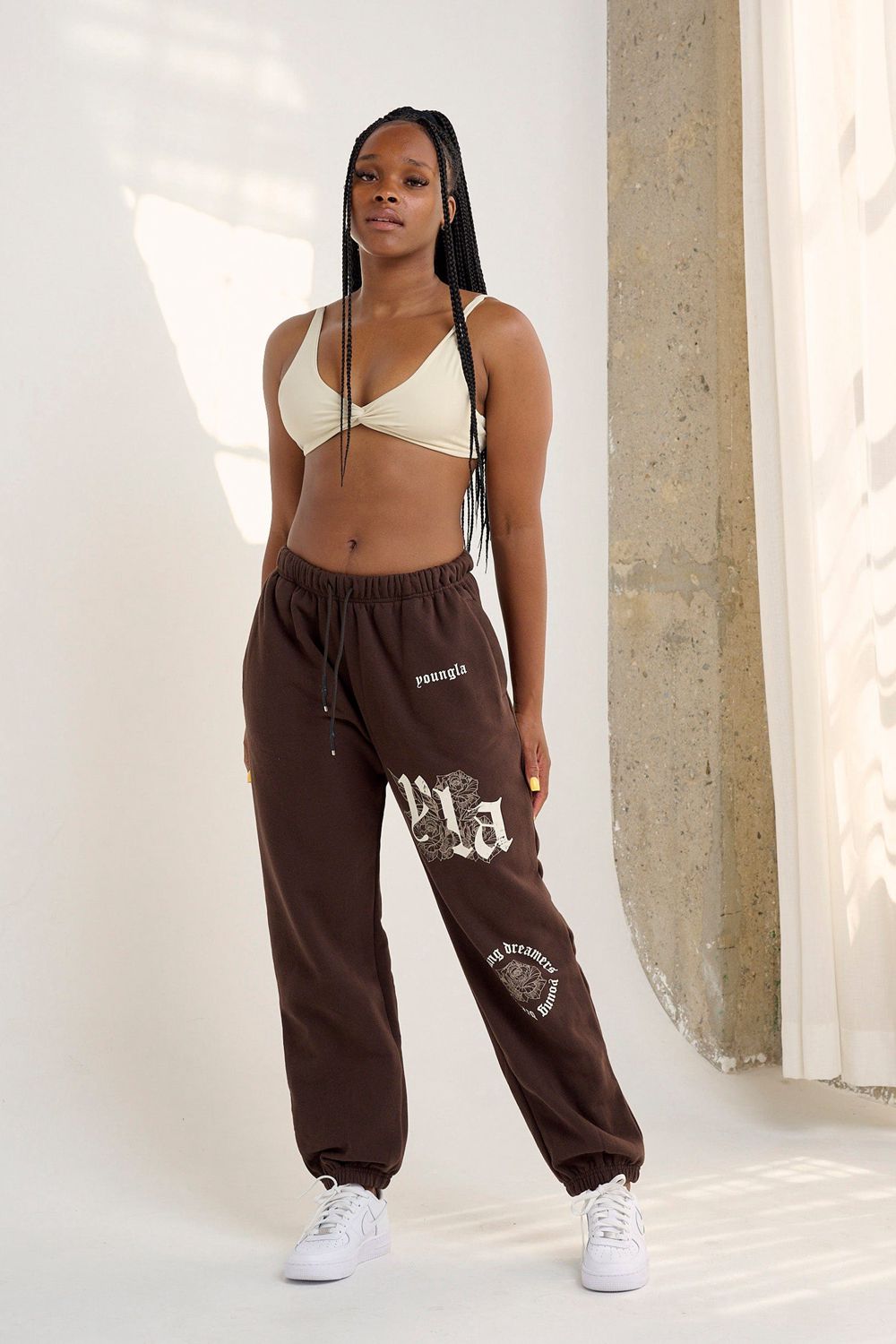 Young LA W224 Rose Joggers Dark Brown | Australia VQNYL-7819