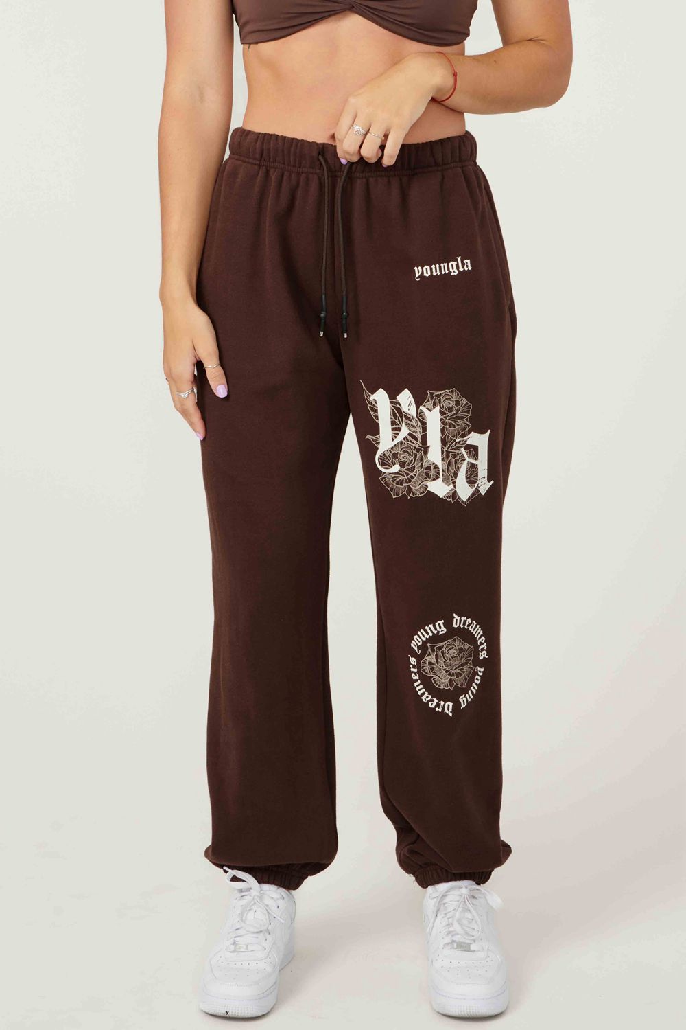 Young LA W224 Rose Joggers Dark Brown | Australia VQNYL-7819