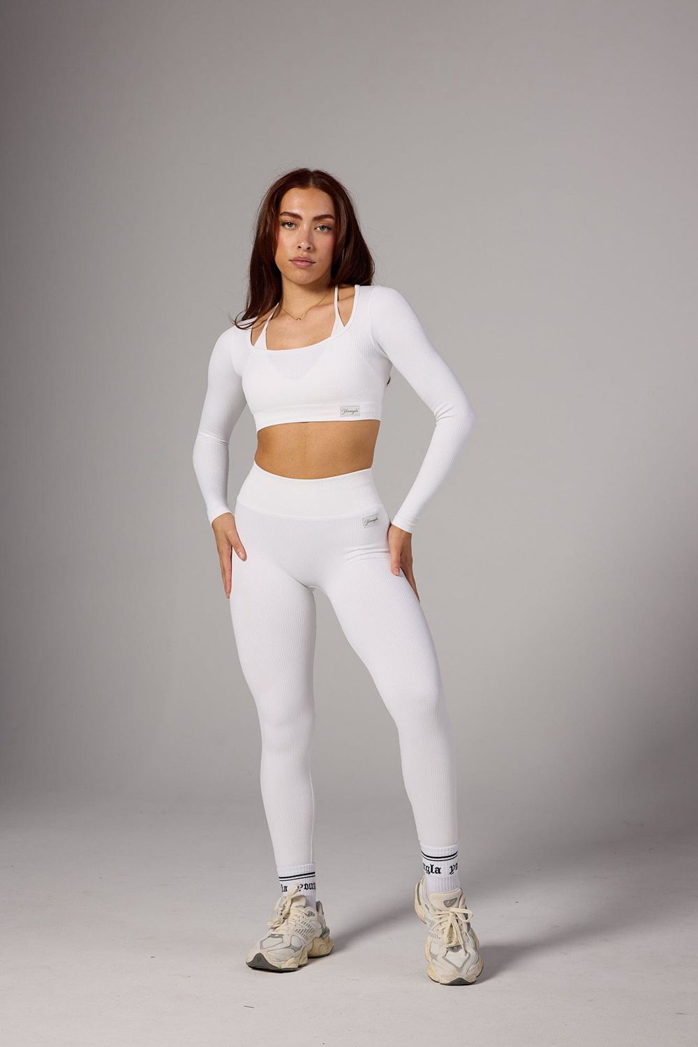 Young LA W243 Ribbed Seamless Legging White | Australia WJZYH-5617