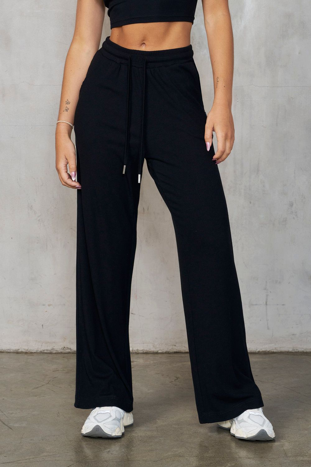 Young LA W249 Ivy Ribbed Pants Black | Australia SFLZK-8697