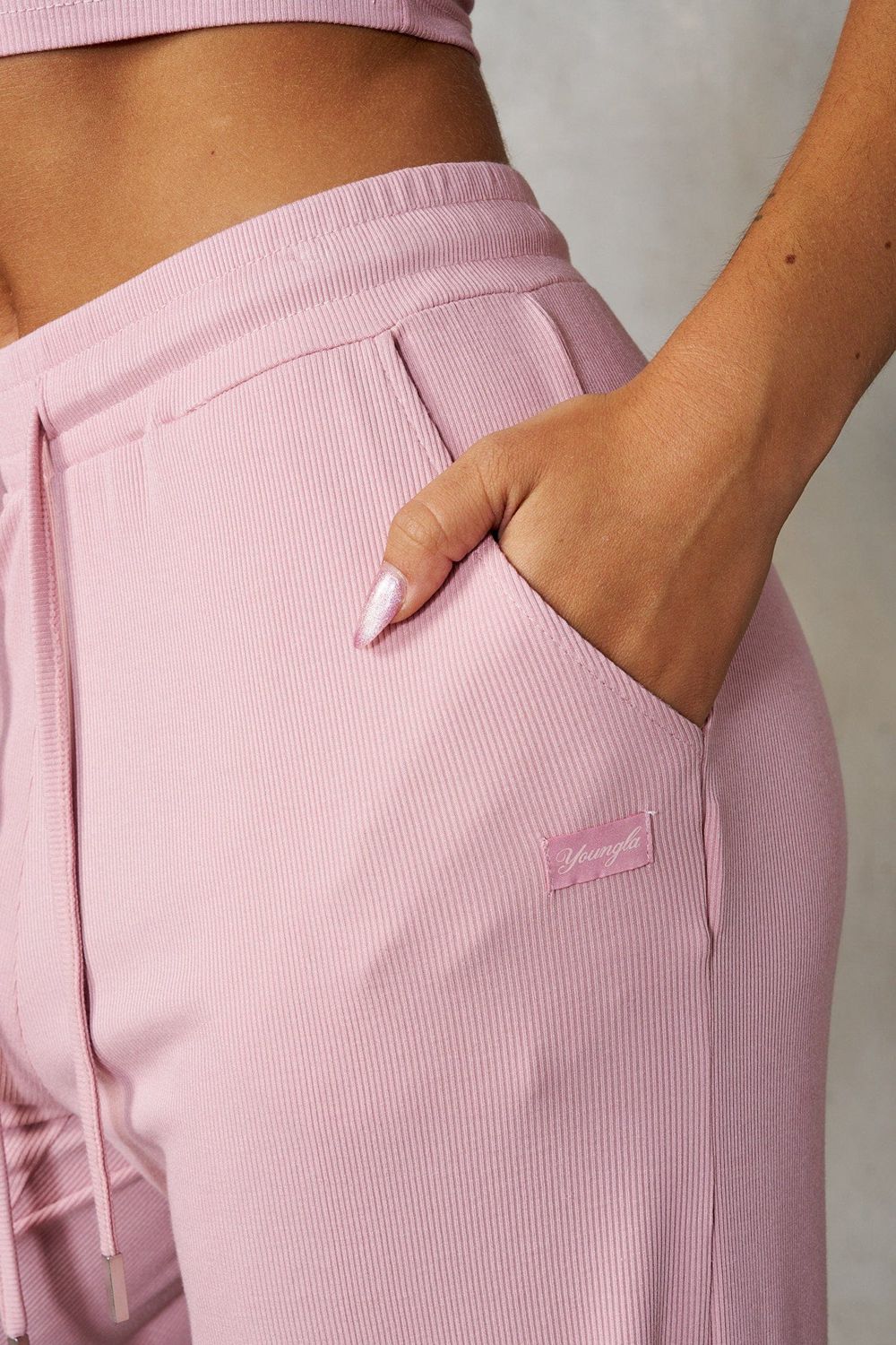 Young LA W249 Ivy Ribbed Pants Pink | Australia DEWGT-6439