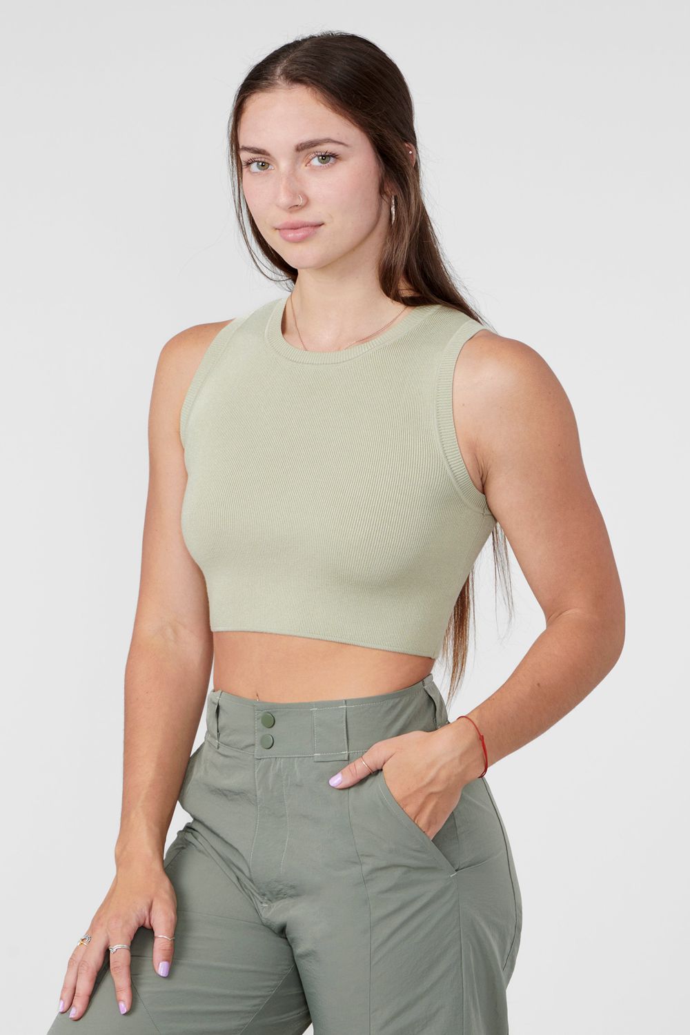 Young LA W317 Knit Tank Olive | Australia CKHTZ-9435