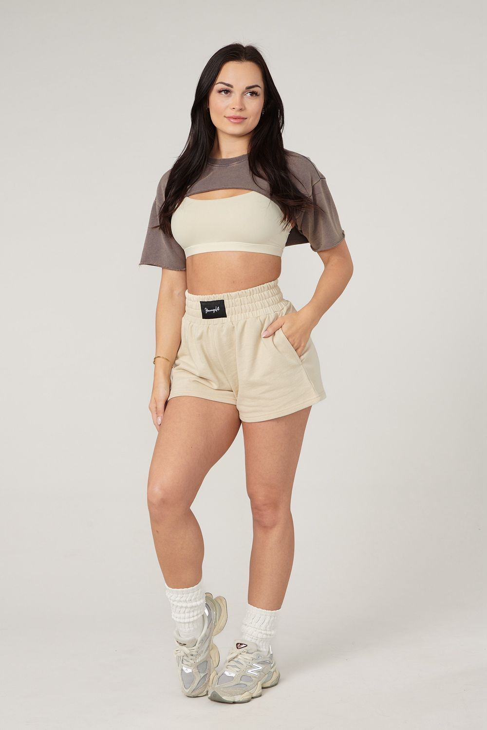 Young LA W410 - Cut Out Tee Khaki | Australia GZFVH-8192