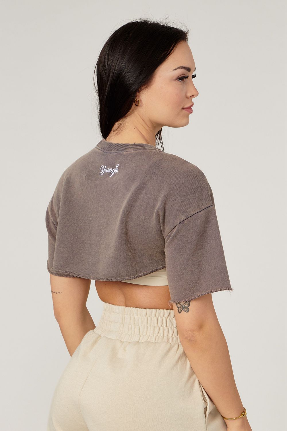 Young LA W410 - Cut Out Tee Khaki | Australia GZFVH-8192