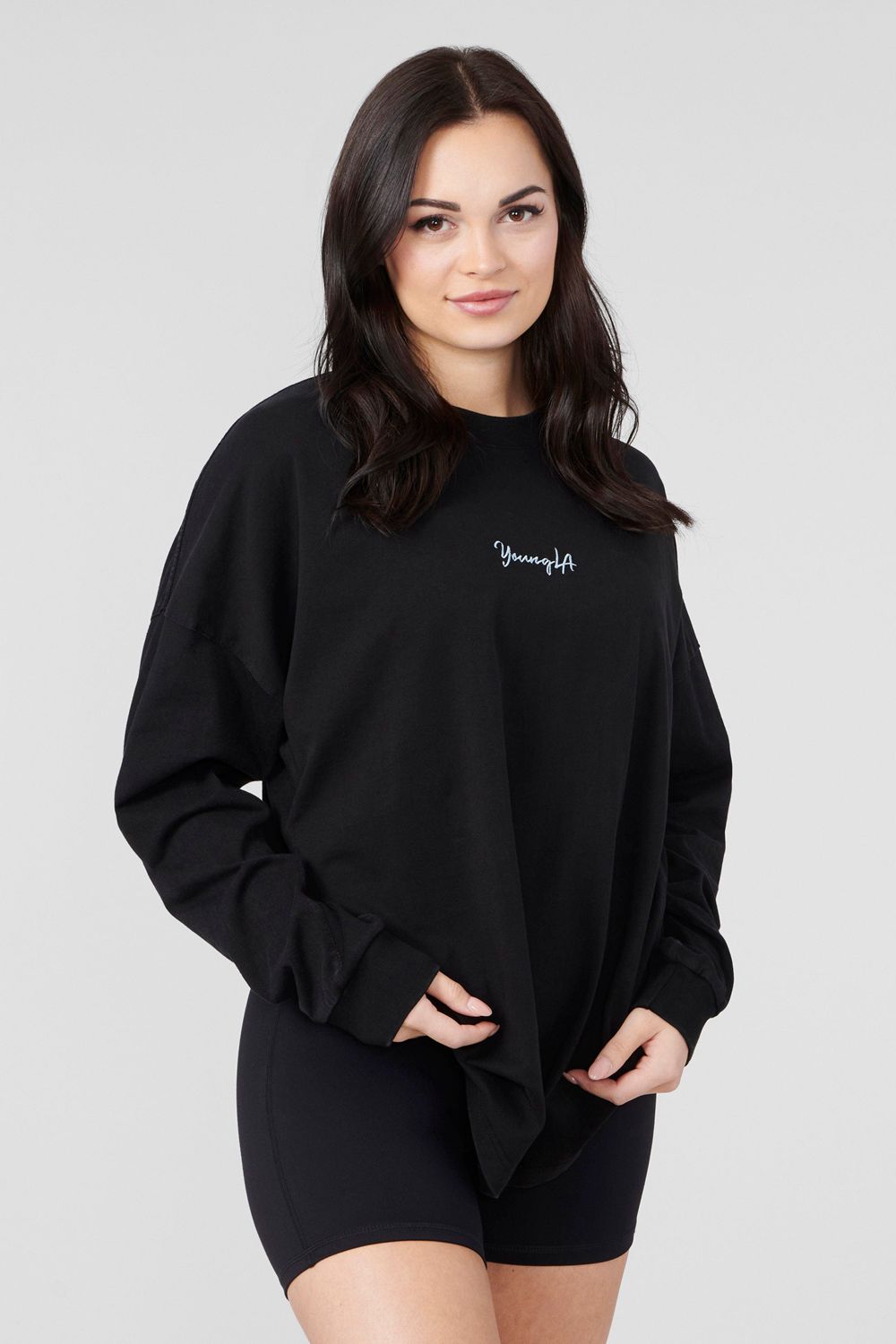 Young LA W416 Retro Long Sleeve Black | Australia JPOHD-2971