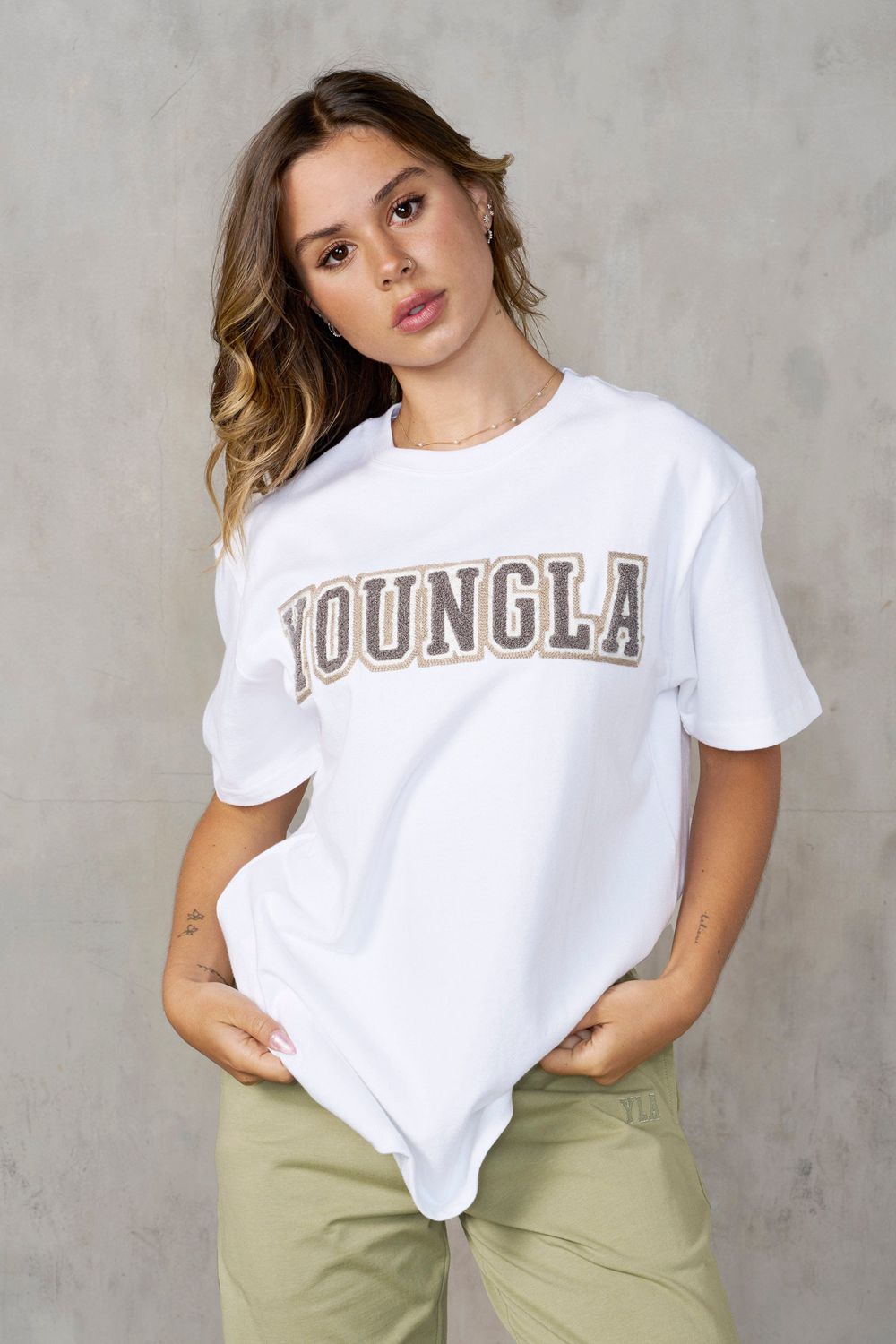 Young LA W422 Varsity Pump Tees White | Australia NLCZI-1572