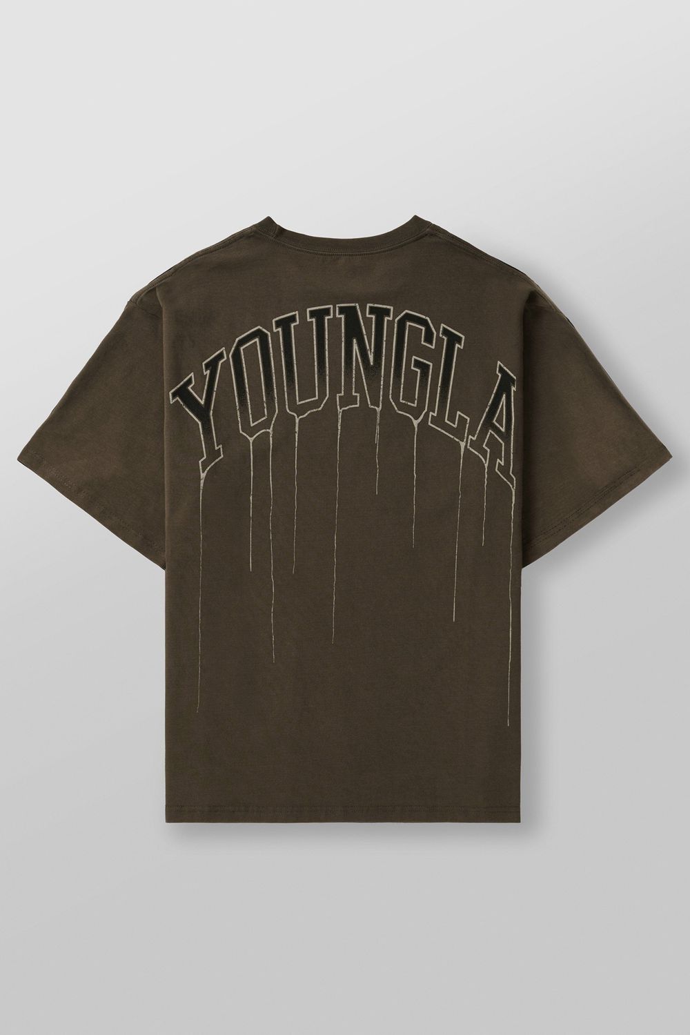 Young LA W428 - Drip Oversized Tee Olive | Australia OETLN-5792