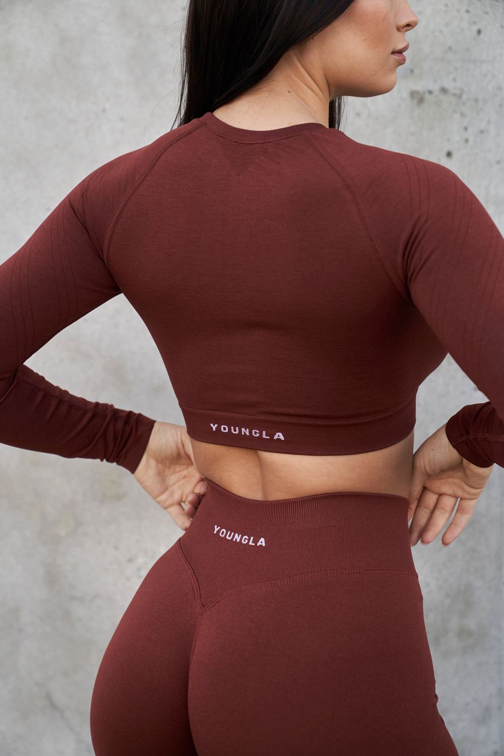 Young LA W430 - Curve Seamless Long Sleeve Burgundy | Australia LVGZH-6475