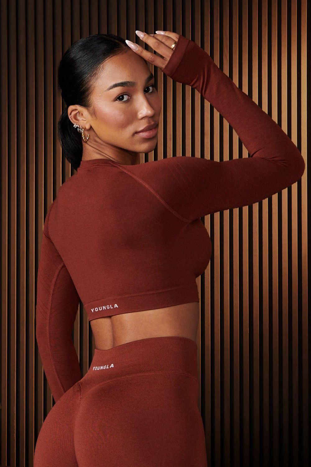 Young LA W430 - Curve Seamless Long Sleeve Burgundy | Australia LVGZH-6475