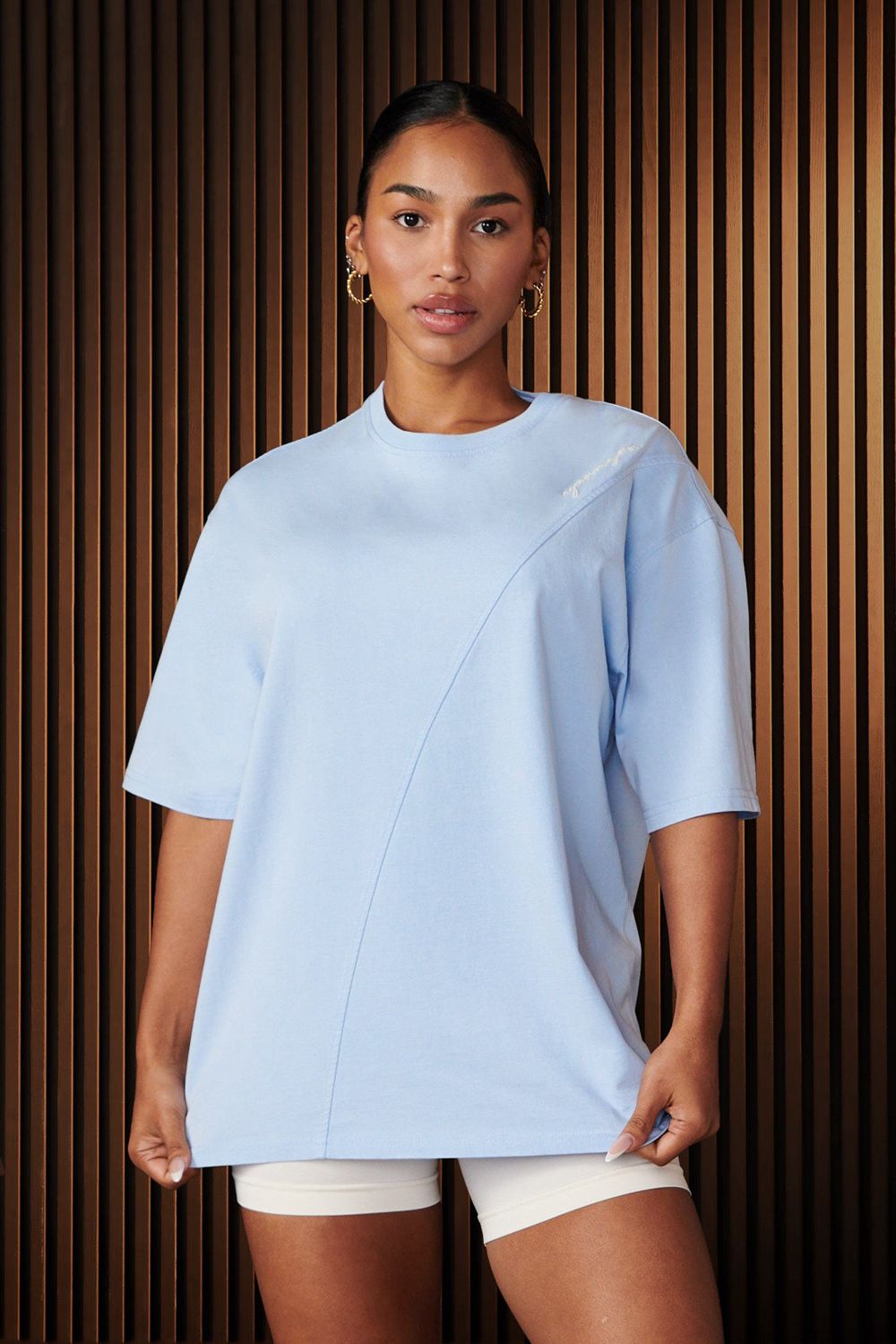 Young LA W431 - Curve Oversize Tee Blue | Australia ICYNL-2830