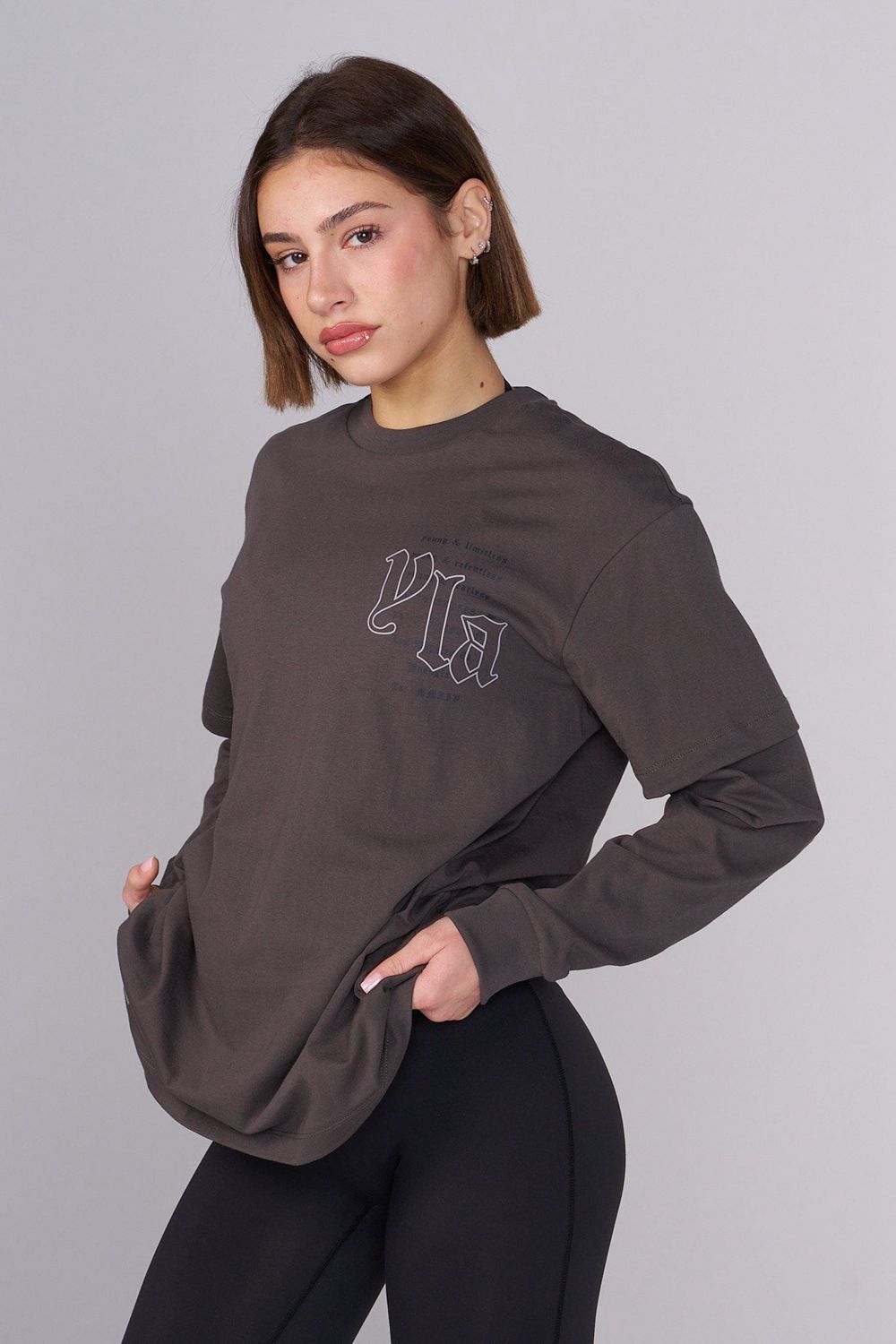 Young LA W437 - Urban Layer Tee Grey | Australia VQUHM-7409