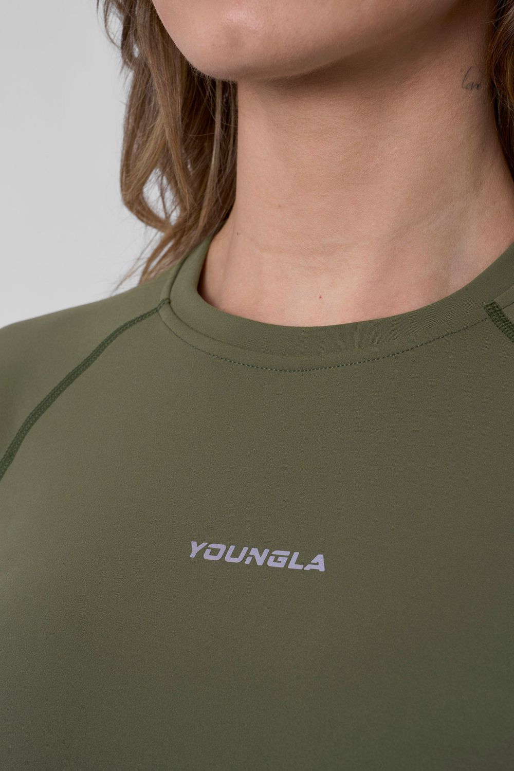 Young LA W439 - Compression Cap Sleeve Tee Olive | Australia LPMXE-1382