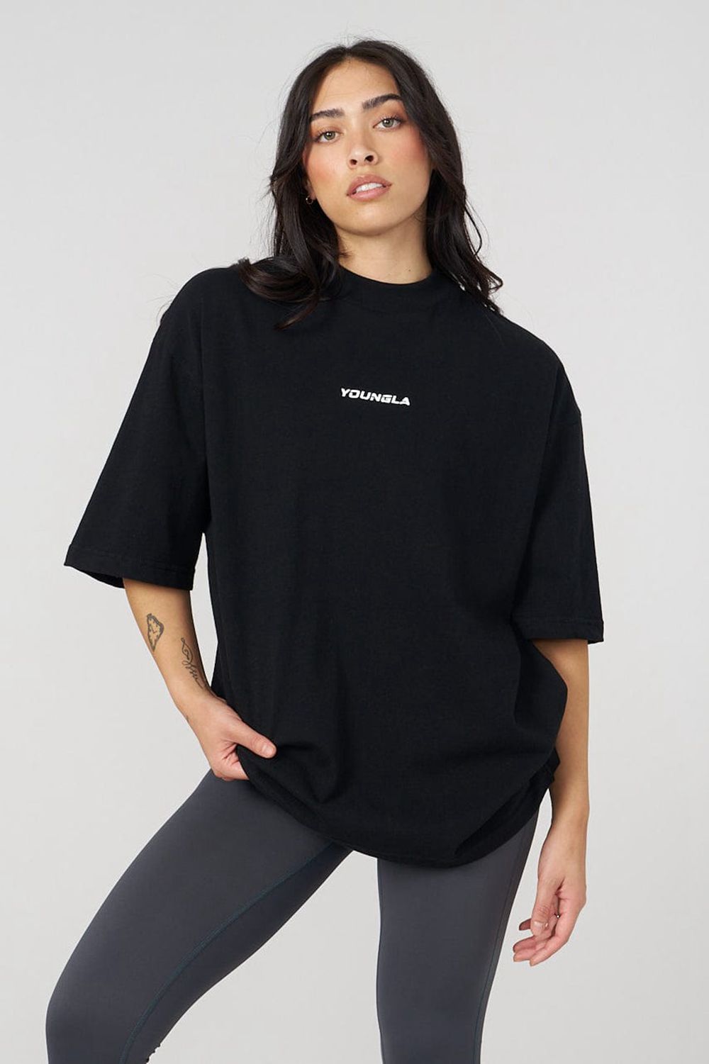 Young LA W440 Digital Oversized Tee Black | Australia EISBA-3720