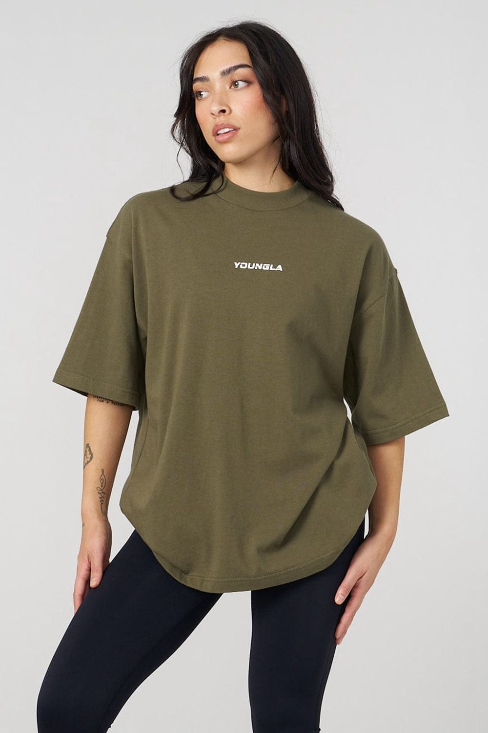 Young LA W440 Digital Oversized Tee Olive | Australia DTXVU-8735