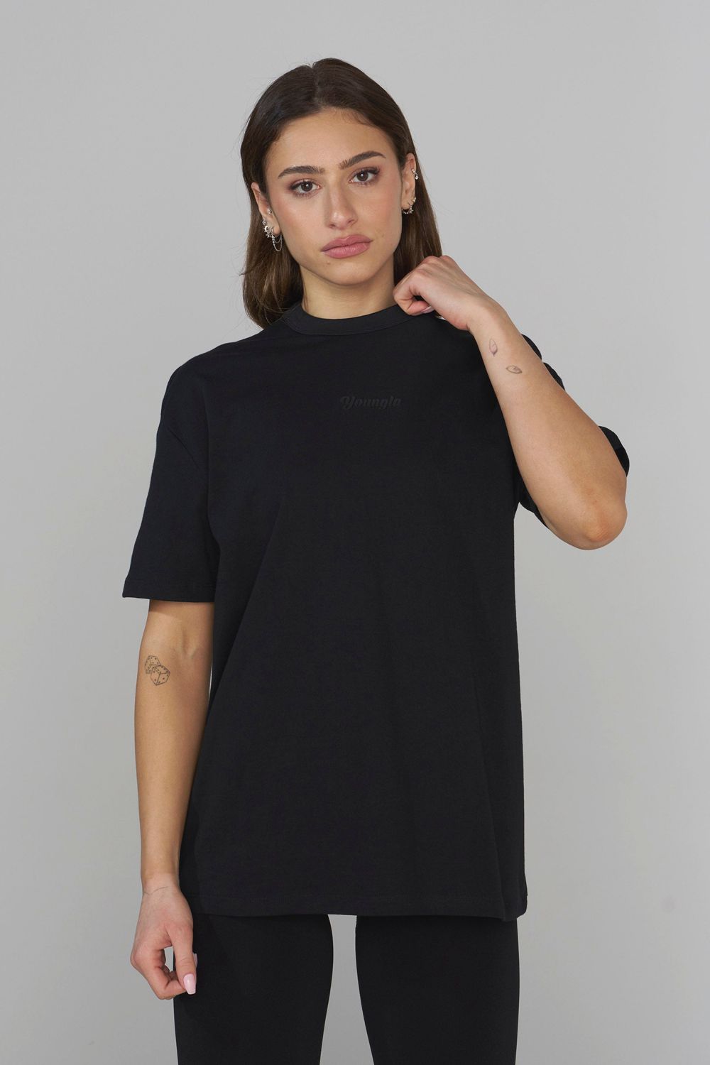 Young LA W443 Simple Tee Black | Australia YAMRD-5802