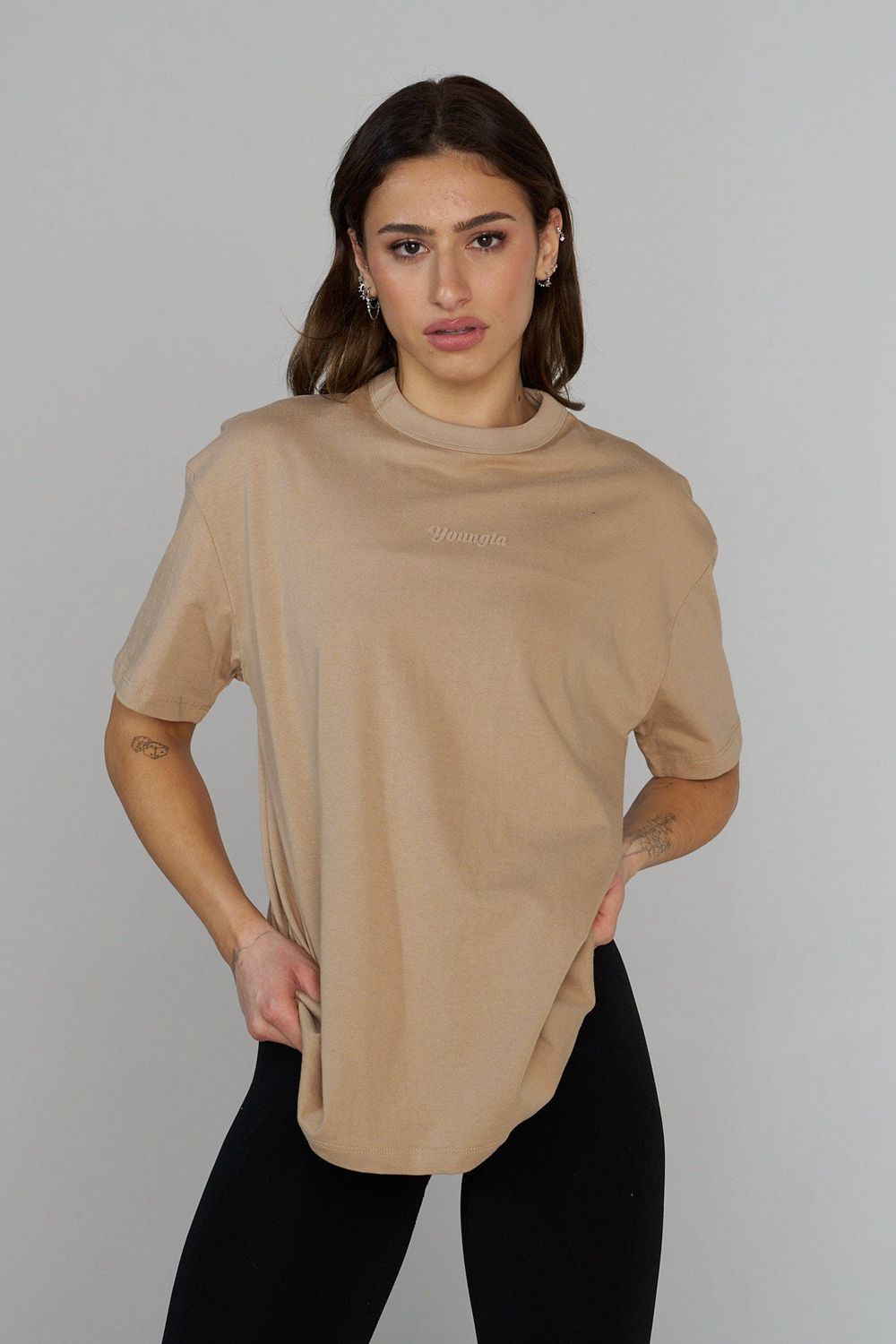 Young LA W443 Simple Tee Khaki | Australia VXJYA-9825