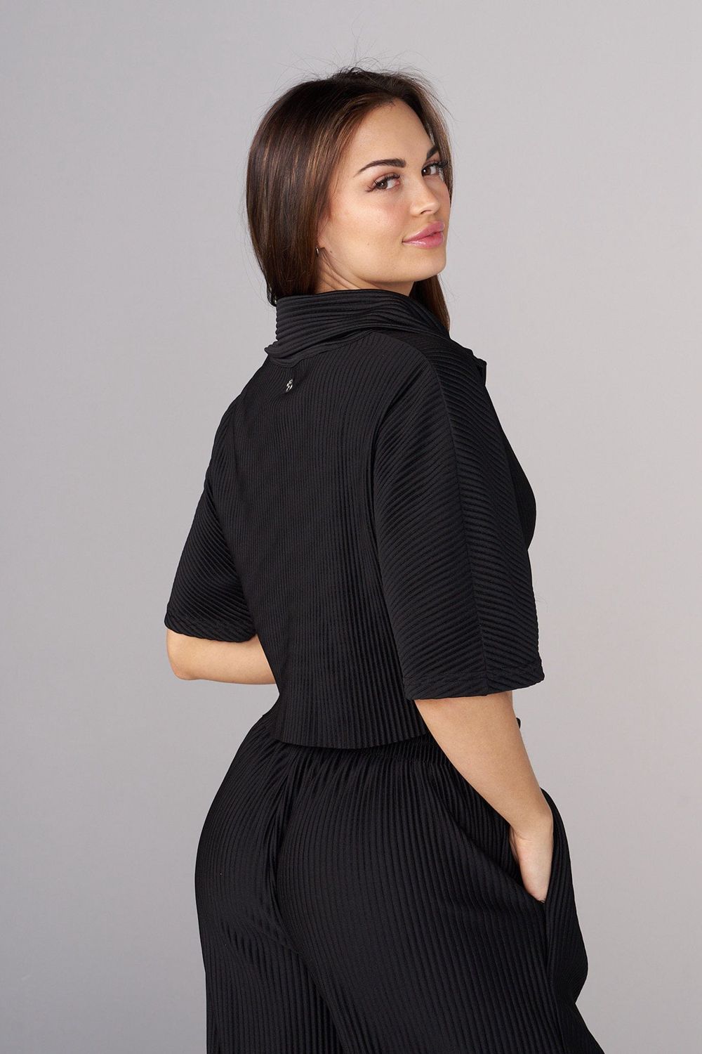 Young LA W444 Aria Pleated Top Black | Australia OAESX-4096