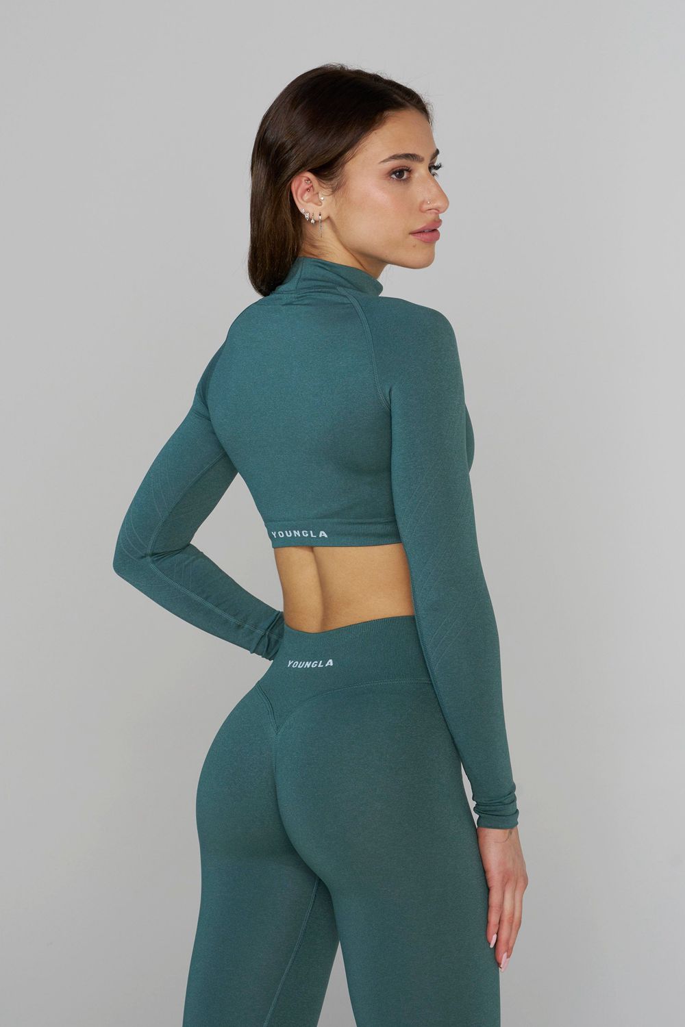 Young LA W445 Seamless Curve Longsleeve Crop Teal | Australia CZNYU-7125