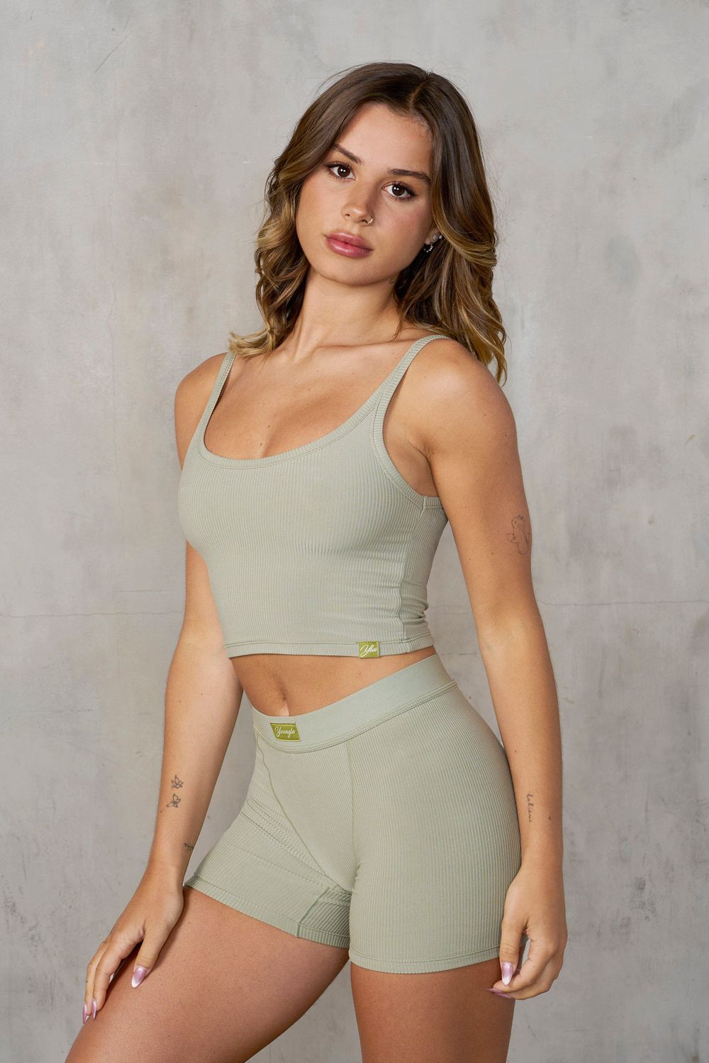 Young LA W450 Ivy Ribbed Tank Green | Australia NXLJD-6384