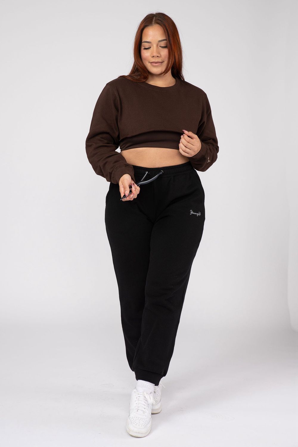 Young LA W501 Super Crop Sweater Dark Brown | Australia UZLCE-2834