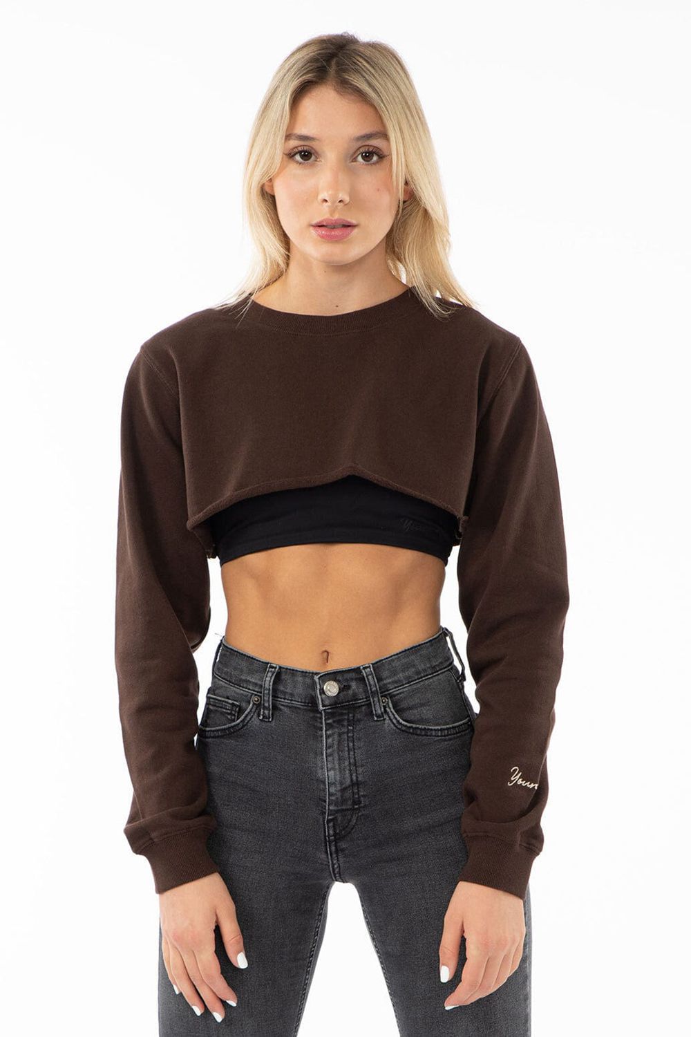 Young LA W501 Super Crop Sweater Dark Brown | Australia UZLCE-2834