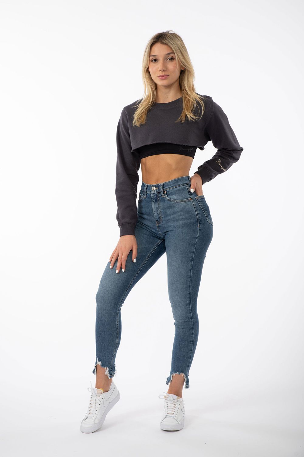 Young LA W501 Super Crop Sweater Grey | Australia PNGCJ-0639