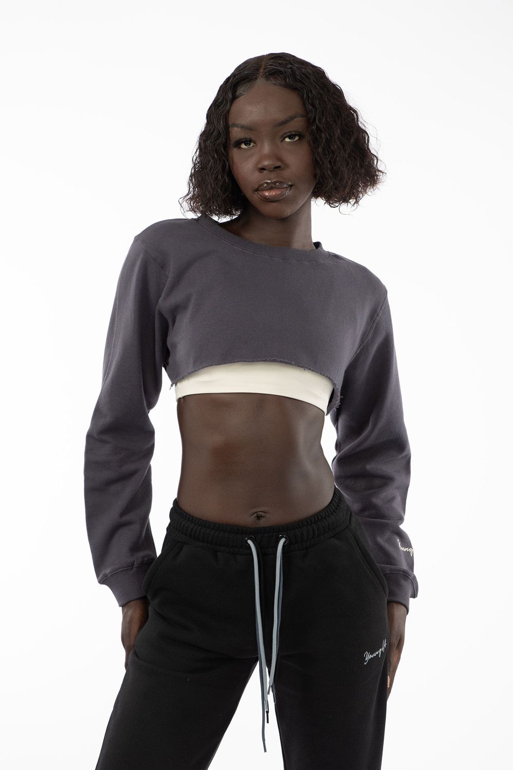 Young LA W501 Super Crop Sweater Grey | Australia PNGCJ-0639