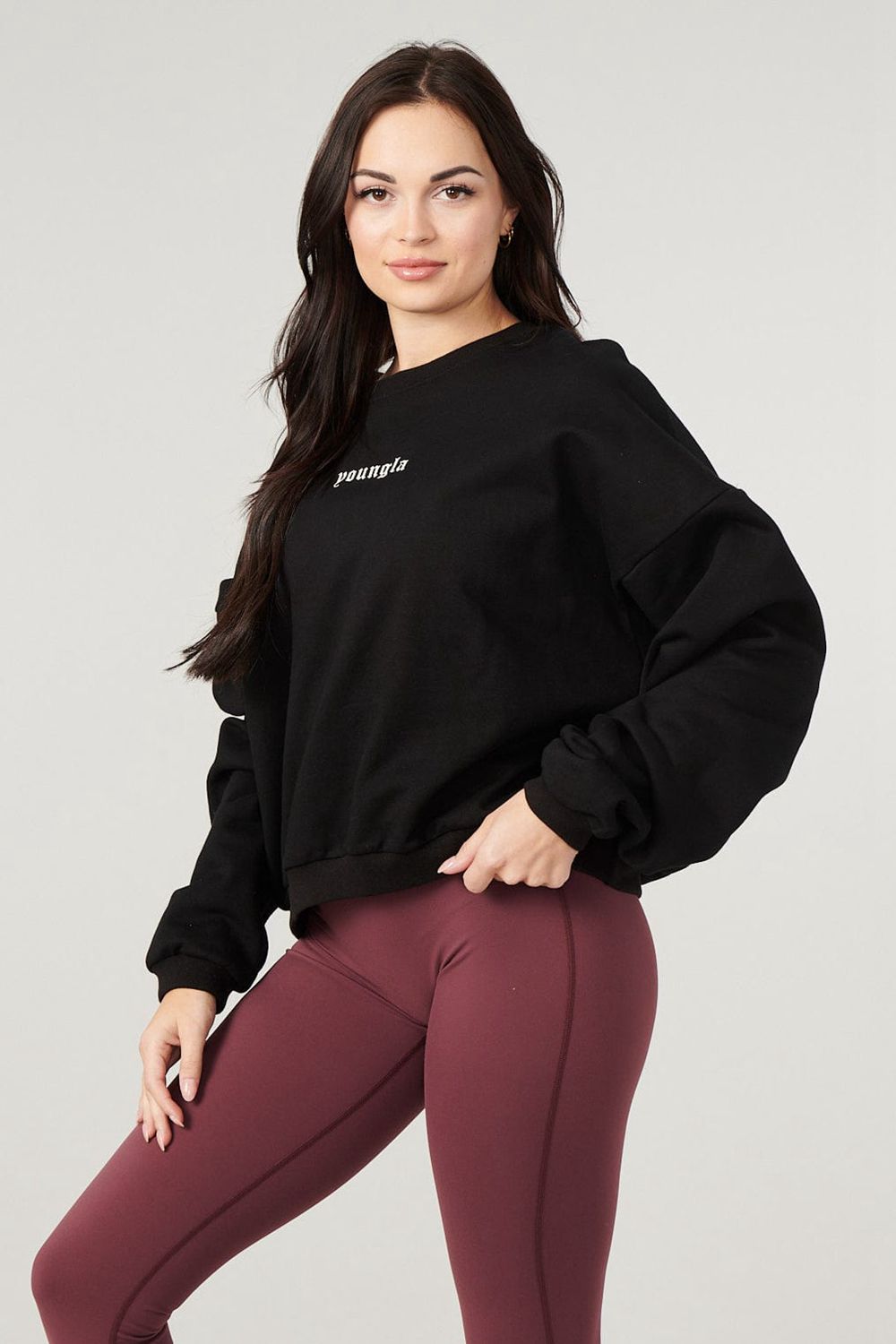 Young LA W513 - Willow Crewneck Black | Australia CZIVB-6257