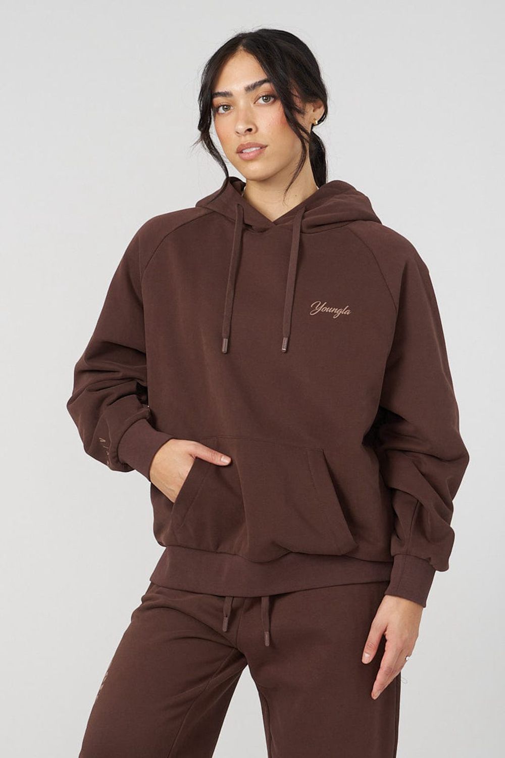 Young LA W516 Revolve Hoodie Dark Brown | Australia QKFBV-9302