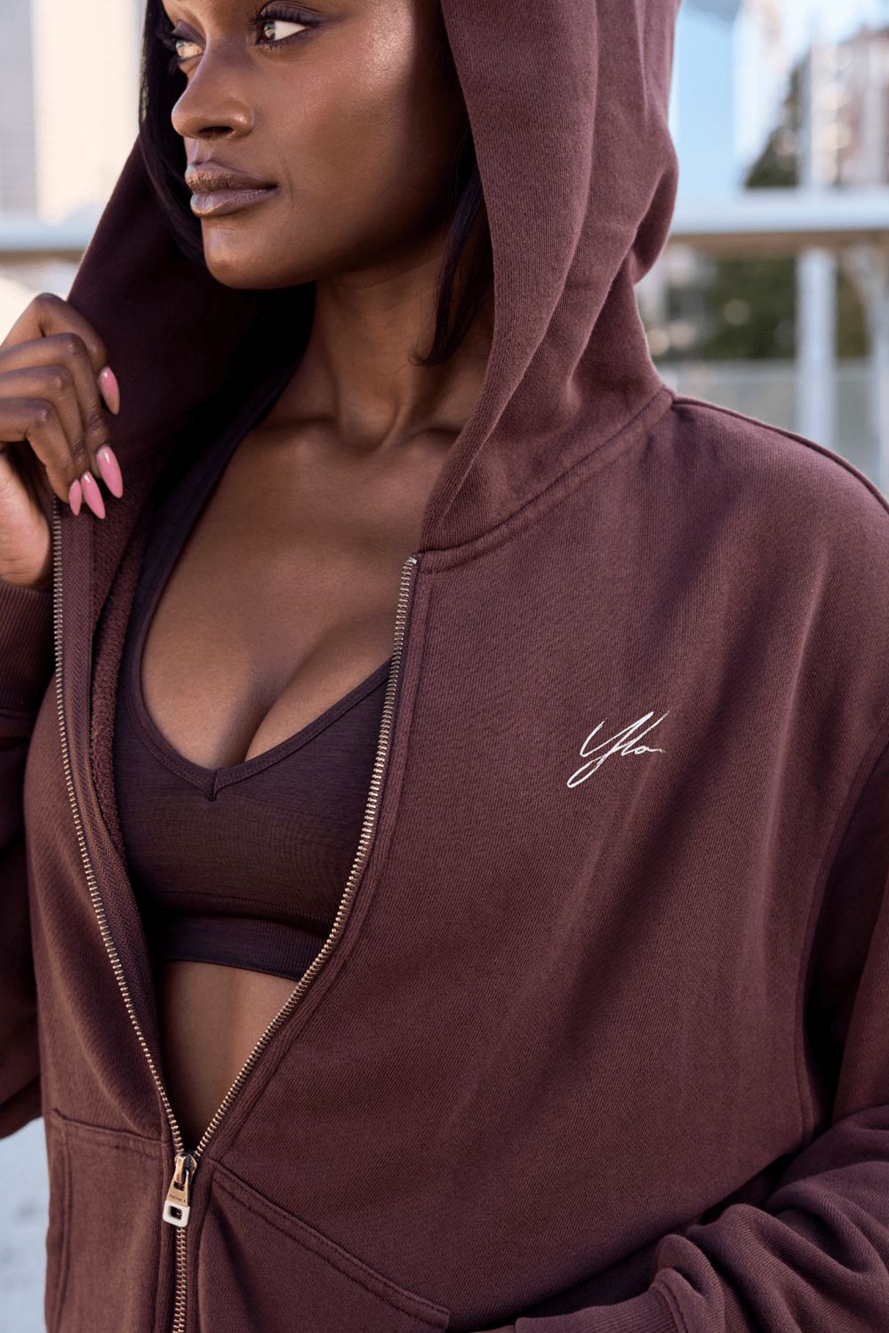 Young LA W519 - Emblem Zip Up Hoodie Burgundy | Australia DJCLR-7052