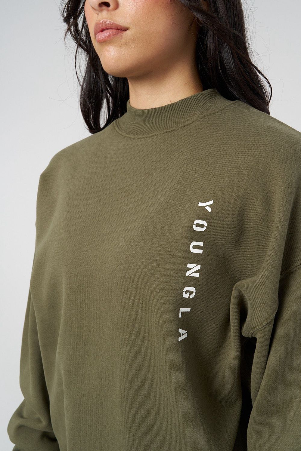 Young LA W539 Eternal Crewneck Olive | Australia ZXECQ-3705