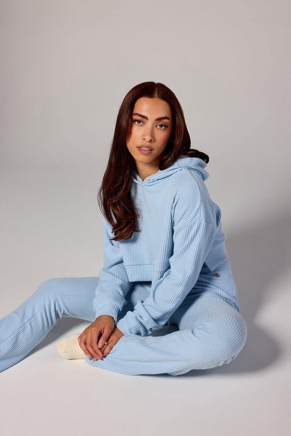 Young LA W545 Ava Crop Hoodie Blue | Australia EMGXP-6571